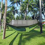 Camping Hammock Tent Set Double Outdoor Hanging Bed With Mosquito Net For Travel - Army green