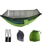 Camping Hammock Tent Set Double Outdoor Hanging Bed With Mosquito Net For Travel - Army green - Close-Up Angle
