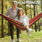 Double Outdoor Hammock 260x150cm with Straps for Camping Hanging Tree Bed - Red - Rear View