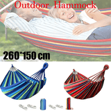 Double Outdoor Hammock 260x150cm with Straps for Camping Hanging Tree Bed - Red