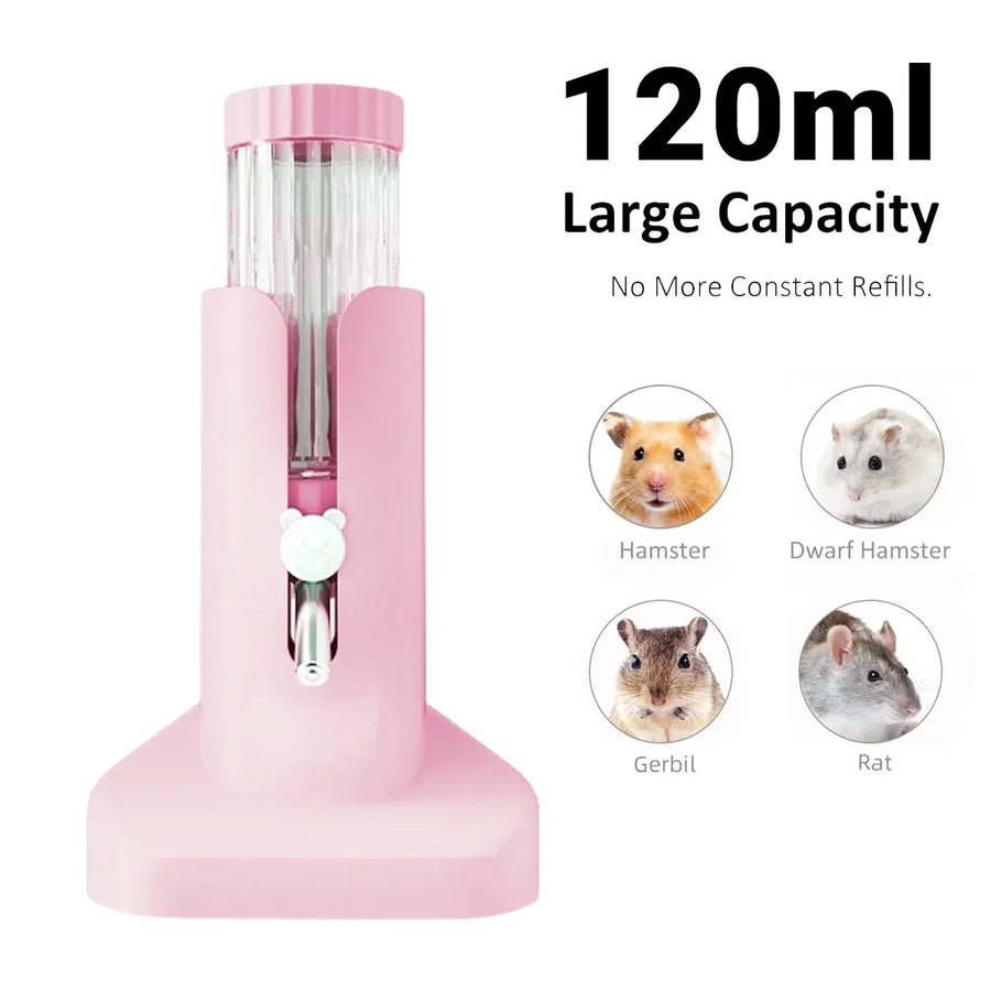 Hamster Water Dispenser Kettle Large Leak Proof Bracket Pet Drinking Supplies - Pink