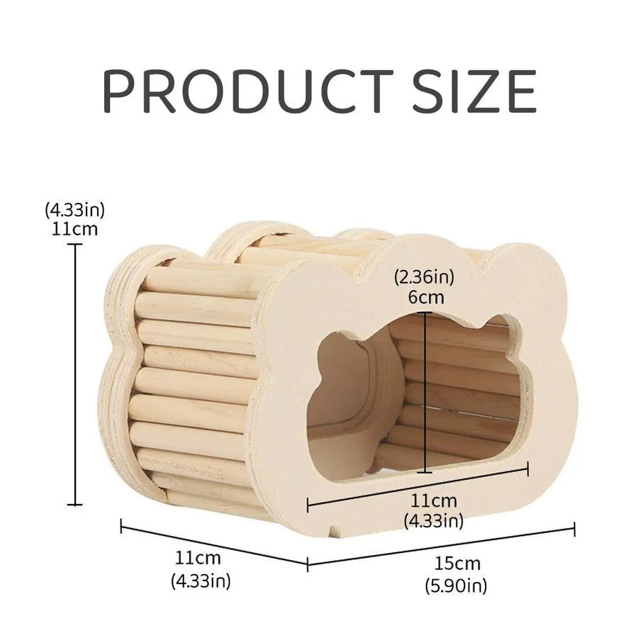 Wooden Hamster Hiding Nest House with Observation Window Small Pet Habitat