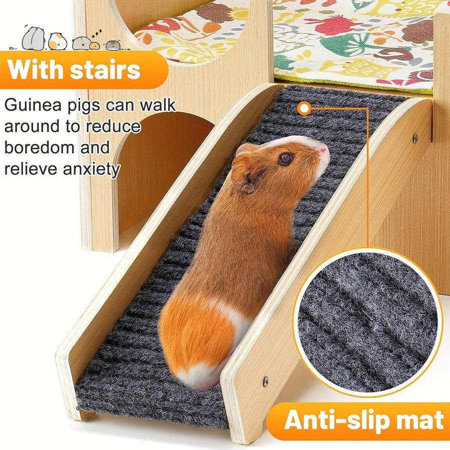 Natural-Finish Small Pet House with Ramp - 1 Piece