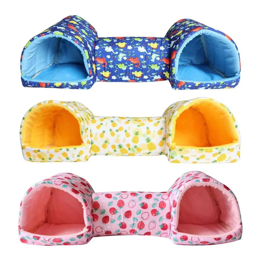 Small Pet Hamster Nest House Cotton Tunnel Comfortable Bedding for Hamsters - Pink