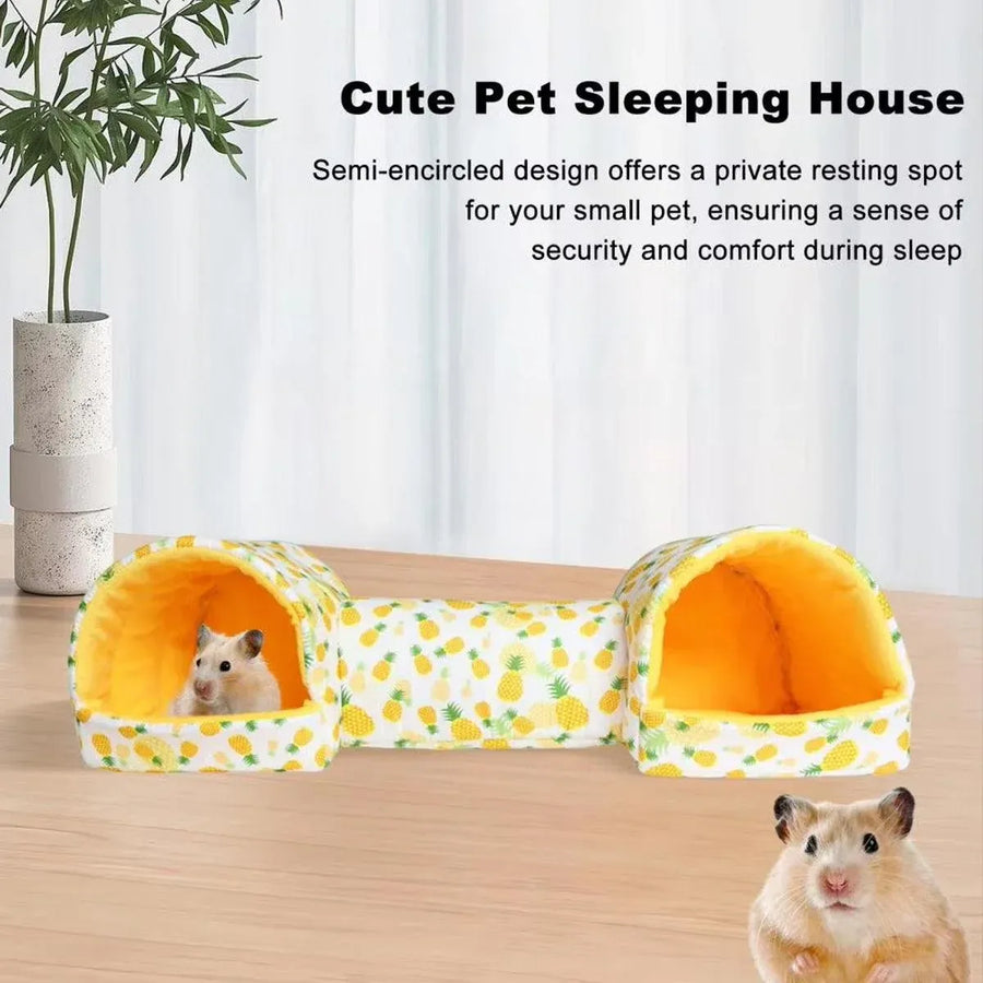 Small Pet Hamster Nest House Cotton Tunnel Comfortable Bedding for Hamsters - Pink