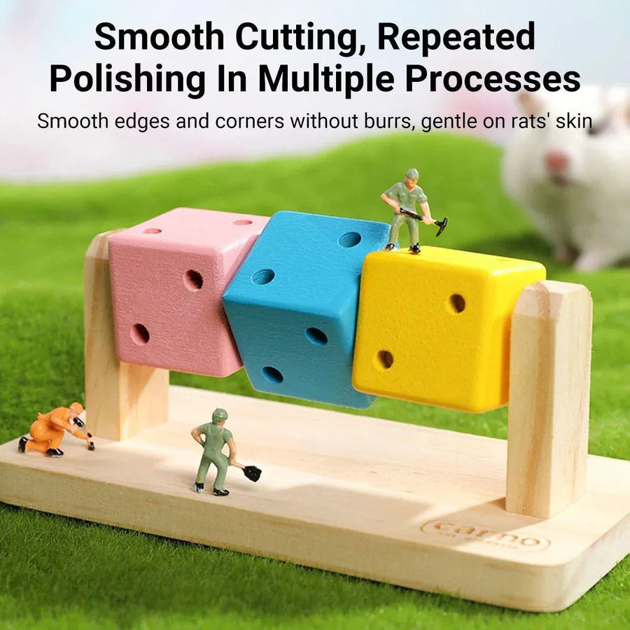 Interactive Hamster Cube Toy Wood Hamster Chew Cube Relieve Boredom Gift