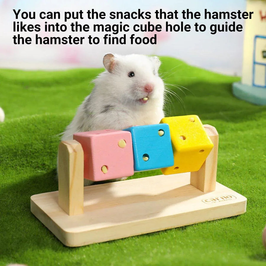 Interactive Hamster Cube Toy Wood Hamster Chew Cube Relieve Boredom Gift