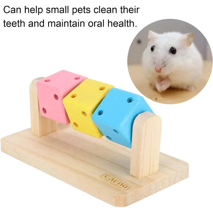 Interactive Hamster Cube Toy Wood Hamster Chew Cube Relieve Boredom Gift
