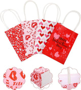 30x Valentines Day Love-Themed Tote Bag Elegant Kraft Paper Handbag Lightweight - Y166 - Top-Down View