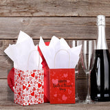 30x Valentines Day Love-Themed Tote Bag Elegant Kraft Paper Handbag Lightweight - Y166 - Close-Up Angle