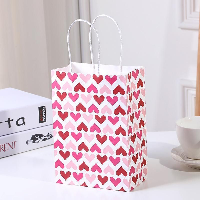 30x Valentines Day Love-Themed Tote Bag Elegant Kraft Paper Handbag Lightweight - Y166
