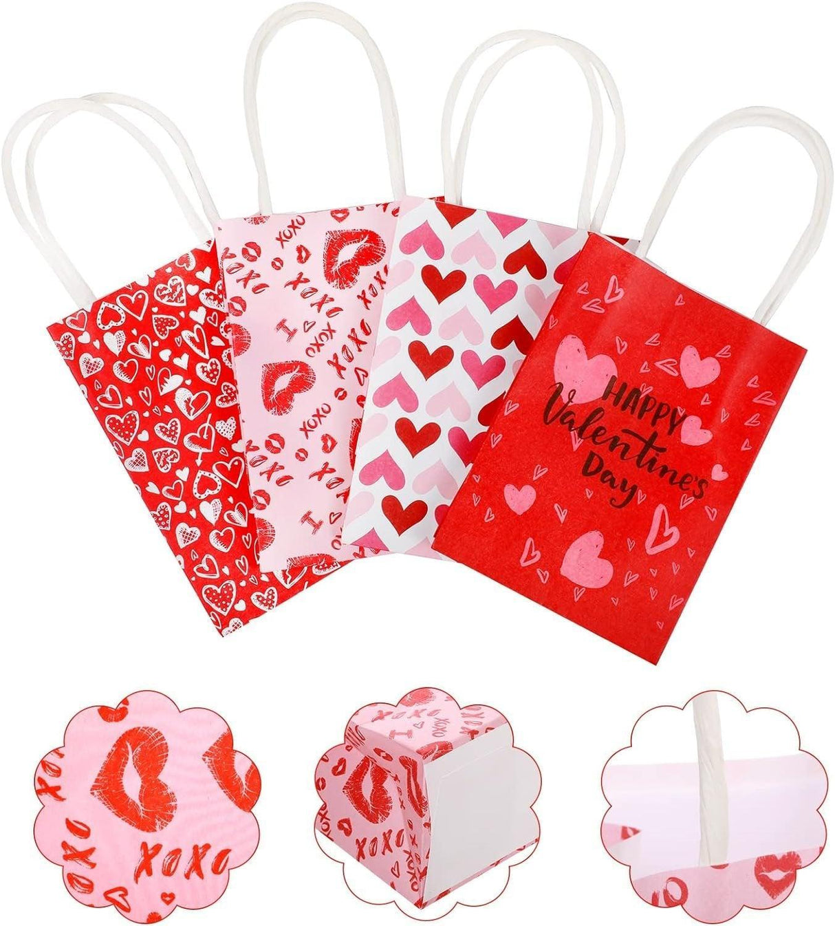 30x Valentines Day Love-Themed Tote Bag Elegant Kraft Paper Handbag Lightweight - Y166