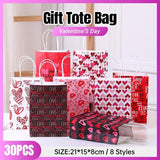 30x Valentines Day Love-Themed Tote Bag Elegant Kraft Paper Handbag Lightweight - Y167