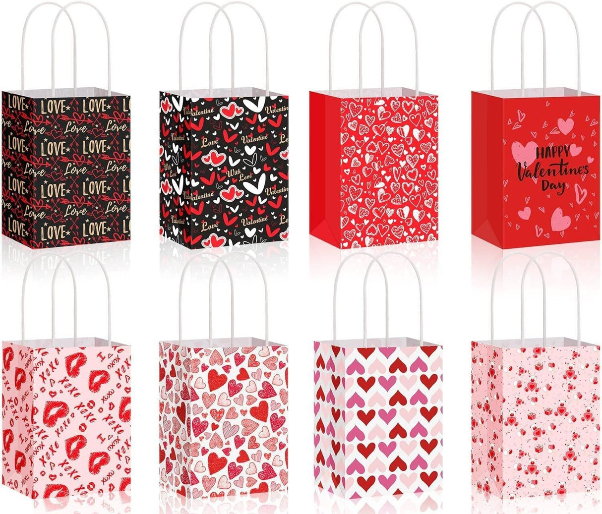 30x Valentines Day Love-Themed Tote Bag Elegant Kraft Paper Handbag Lightweight - Y170