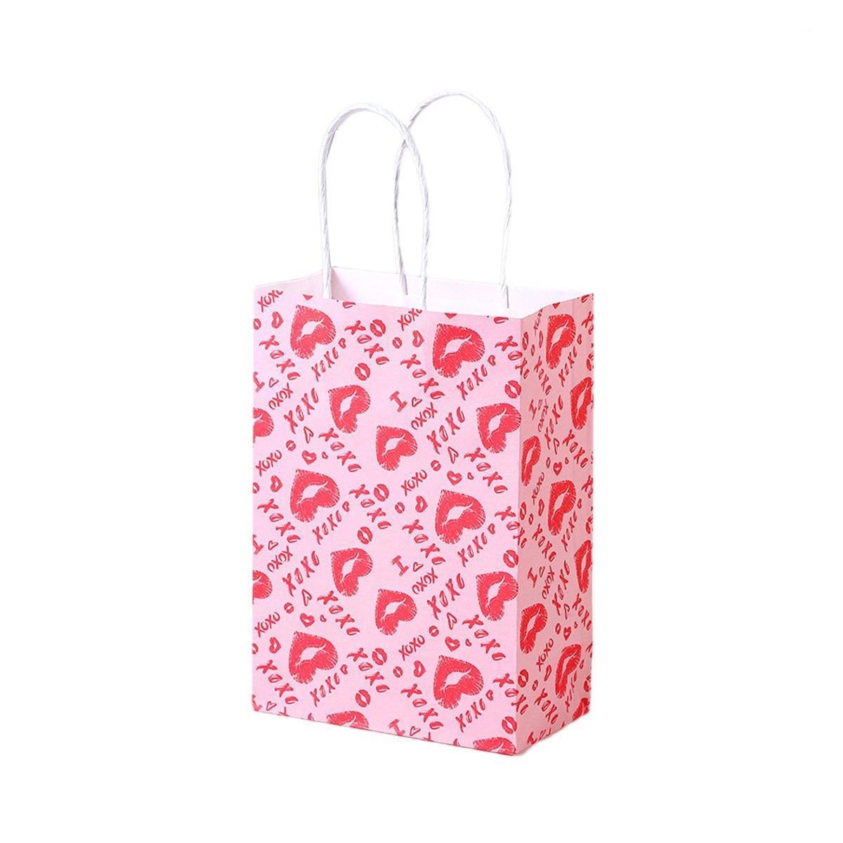 30x Valentines Day Love-Themed Tote Bag Elegant Kraft Paper Handbag Lightweight - Y171