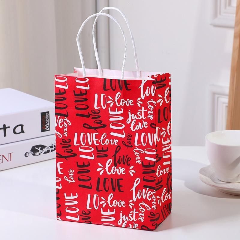 30x Valentines Day Love-Themed Tote Bag Elegant Kraft Paper Handbag Lightweight - Y171