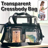 Clear Tote Bag Plastic Transparent Purse Handbag Zipper Security Event Stadium - Grey - Front View