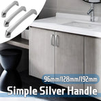Cabinet Door Handle Bright Silver Modern Simple Wardrobe Kitchen Bathroom Pull - 128mm