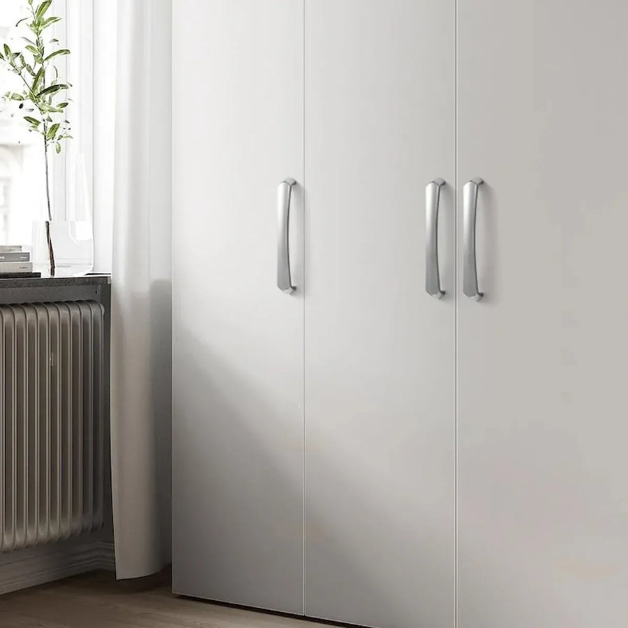 Cabinet Door Handle Bright Silver Modern Simple Wardrobe Kitchen Bathroom Pull - 192mm