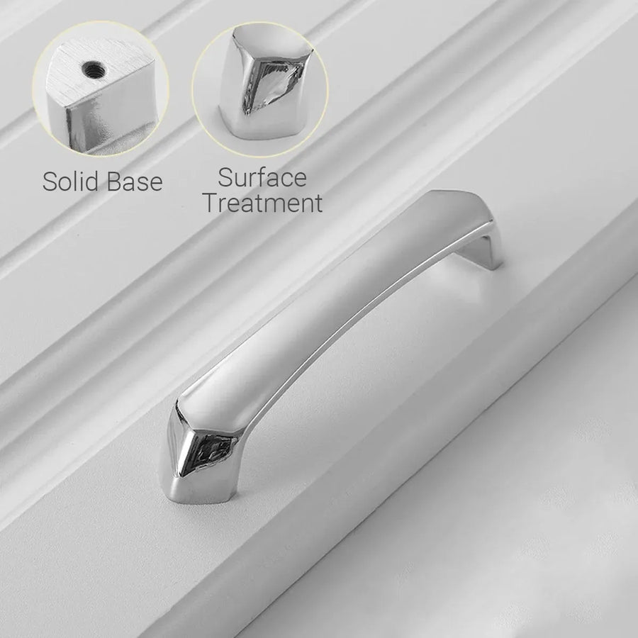 Cabinet Door Handle Bright Silver Modern Simple Wardrobe Kitchen Bathroom Pull - 96mm