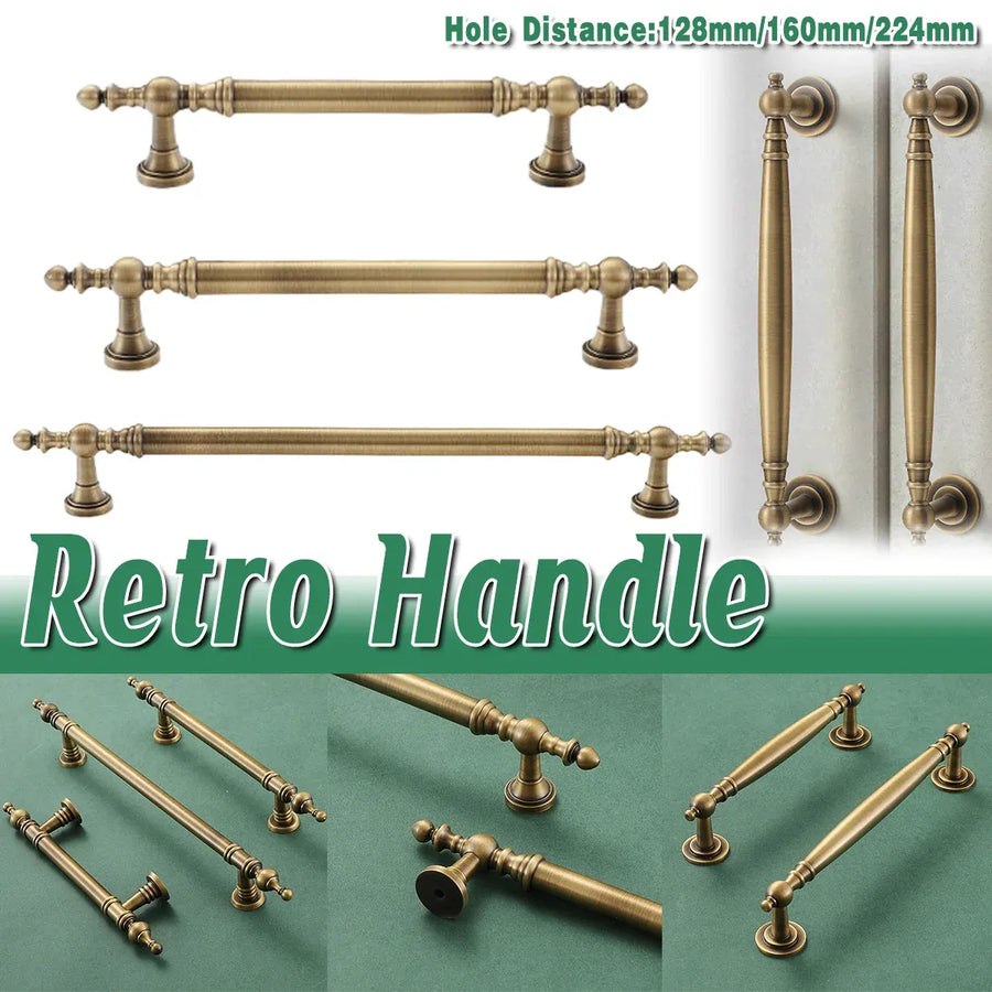 Bronze Cabinet Door Handle Retro American Style Drawer Pull for Wardrobe Cabinet - 224mm