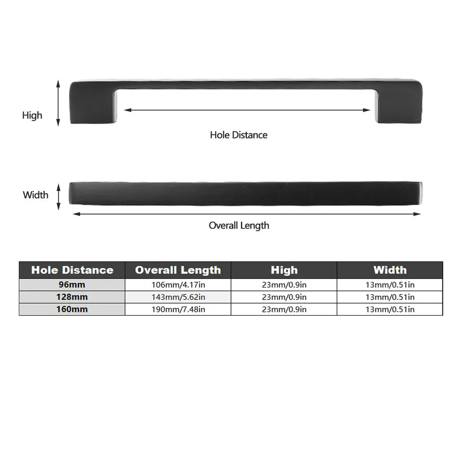Dark Grey Modern Simple Wardrobe Handle 96/128/160mm Drawer Cabinet Door Pull - 96mm