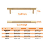 Light Luxury Cabinet Handle Full Copper Gold Straight Knurled Drawer Door Pull - 320mm - Side View
