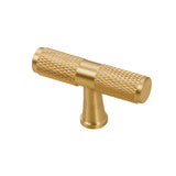 Light Luxury Cabinet Handle Full Copper Gold Straight Knurled Drawer Door Pull - 320mm - Rear View