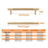 Light Luxury Cabinet Handle Full Copper Gold Straight Knurled Drawer Door Pull - 96mm