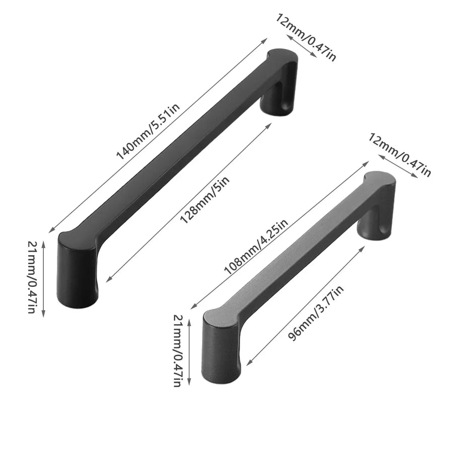 Modern Simple Cabinet Door Handle 96mm 128mm Long Pull for Kitchen Furniture - Black - 128mm