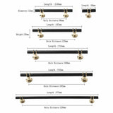 Black Gold Design Kitchen Cabinet Handles Drawer Bar Handle Pull 96 128 160 192 320MM - T Bar - Top-Down View