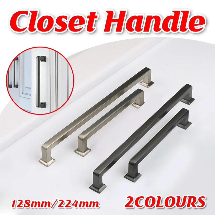 128mm 224mm Wardrobe Cabinet Door Handle Modern Simple Drawer Pull Furniture - Silver-128mm