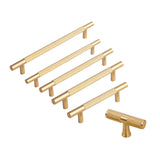 Light Luxury Cabinet Handle Full Copper Gold Straight Knurled Drawer Door Pull - Single Hole - Front View