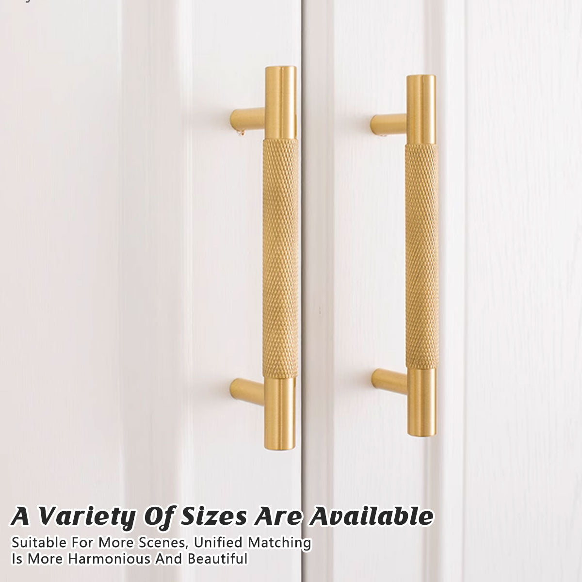 Light Luxury Cabinet Handle Full Copper Gold Straight Knurled Drawer Door Pull - Single Hole