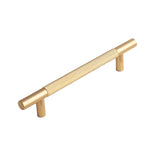 Light Luxury Cabinet Handle Full Copper Gold Straight Knurled Drawer Door Pull - Single Hole - Low Angle
