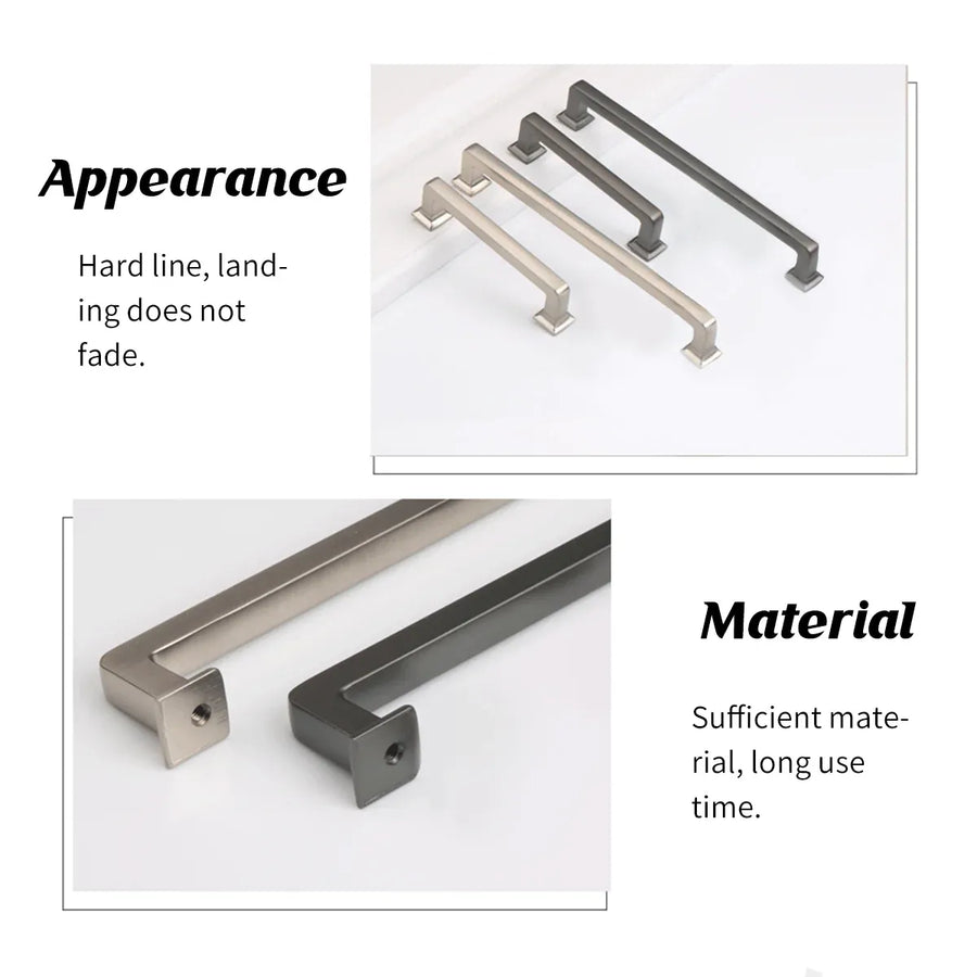 128mm 224mm Wardrobe Cabinet Door Handle Modern Simple Drawer Pull Furniture - Grey-128mm