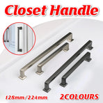 128mm 224mm Wardrobe Cabinet Door Handle Modern Simple Drawer Pull Furniture - Grey-224mm