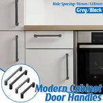 Modern Simple Cabinet Door Handle 96mm 128mm Long Pull for Kitchen Furniture - Grey - 96mm