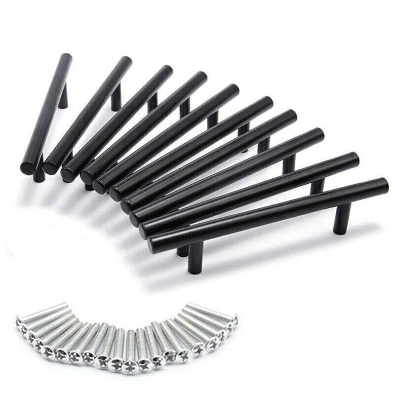 5pcs Silver Kitchen Cabinet Door Handles Stainless Steel Door Drawer Pull T Bar - 100mm/64mm