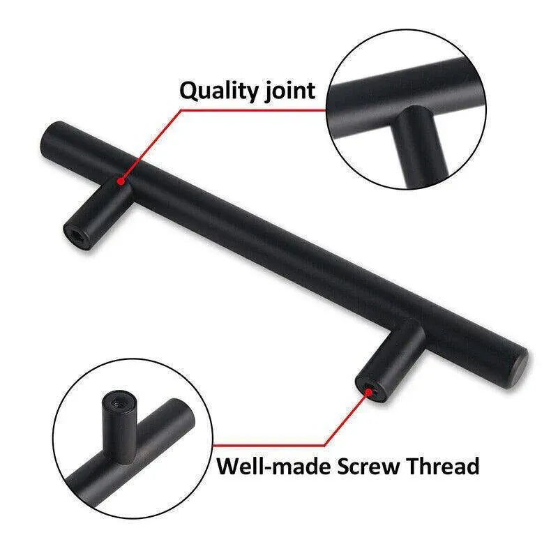5pcs Silver Kitchen Cabinet Door Handles Stainless Steel Door Drawer Pull T Bar - 127mm/76mm