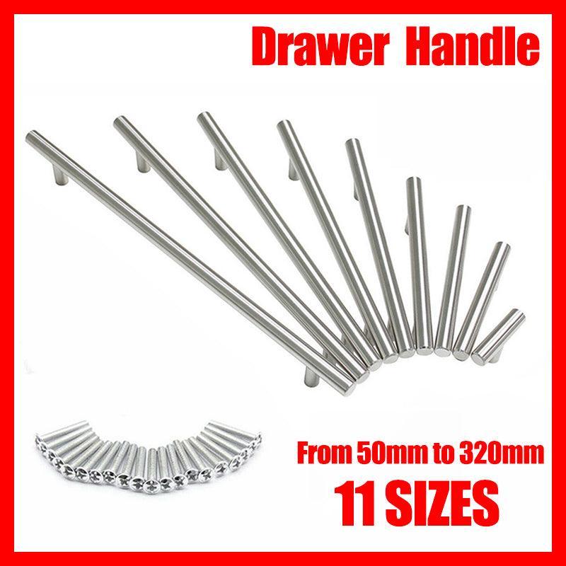 5pcs Silver Kitchen Cabinet Door Handles Stainless Steel Door Drawer Pull T Bar - 127mm/76mm