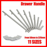 5pcs Silver Kitchen Cabinet Door Handles Stainless Steel Door Drawer Pull T Bar - 250mm/160mm - Front View