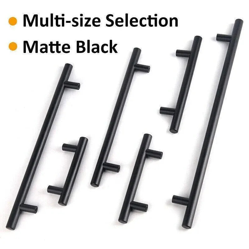 5pcs Silver Kitchen Cabinet Door Handles Stainless Steel Door Drawer Pull T Bar - 300mm/192mm