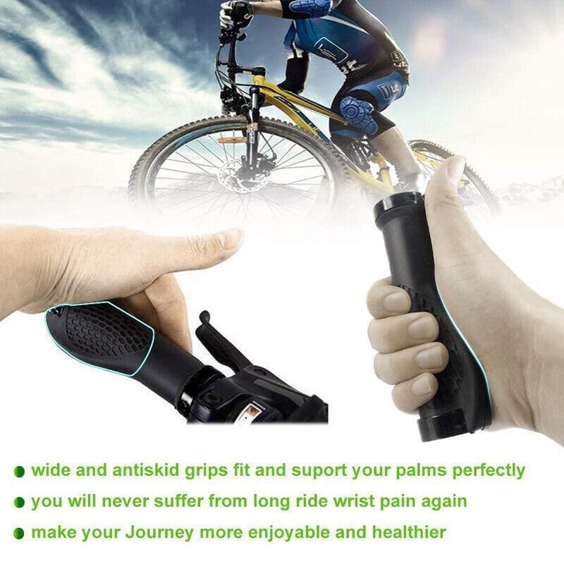 Ergonomic MTB Bike Handlebar Grips 2PCS Lock On Rubber Cycling Mountain Bicycle - Black