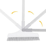 2 in 1 Floor Scrubber with Squeegee and Long Handle for Bathroom or Tile Use - Khaki