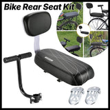 Bike Rear Seat Kit Set Carrier Cushion Backrest Footrest Safe for Bicycle Use