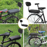 Bike Rear Seat Kit Set Carrier Cushion Backrest Footrest Safe for Bicycle Use - Low Angle