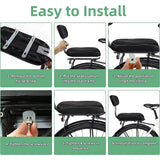 Bike Rear Seat Kit Set Carrier Cushion Backrest Footrest Safe for Bicycle Use - Extra Image
