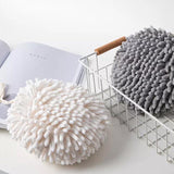 Chenille Hanging Ball Towel for Kitchen Bathroom Hand Drying Absorbent Cloth - Blue - 45-Degree Angle