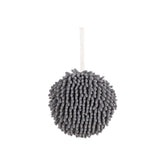 Chenille Hanging Ball Towel for Kitchen Bathroom Hand Drying Absorbent Cloth - Blue - Close-Up Angle